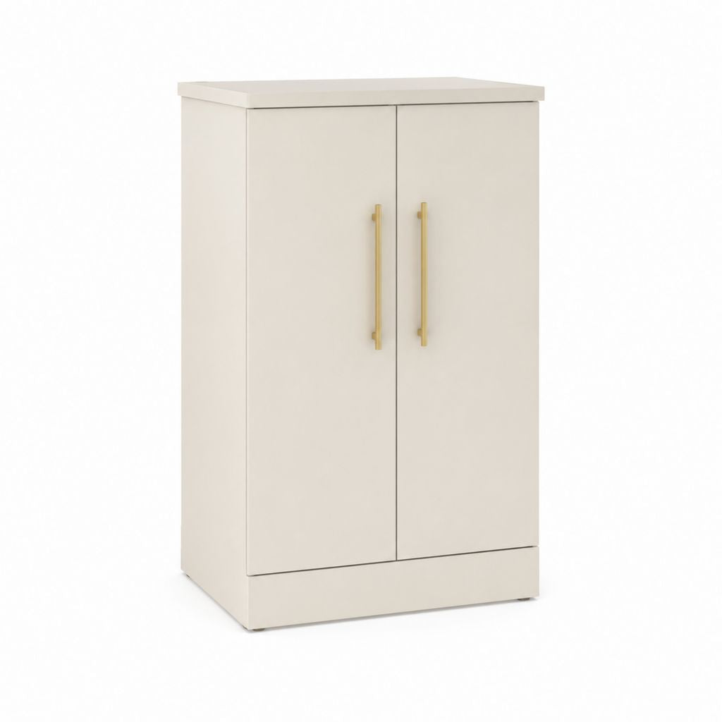 Badezimmerschrank mit 2 Türen in Cremeweiß aus MDF 80 x 60 x 30 cm