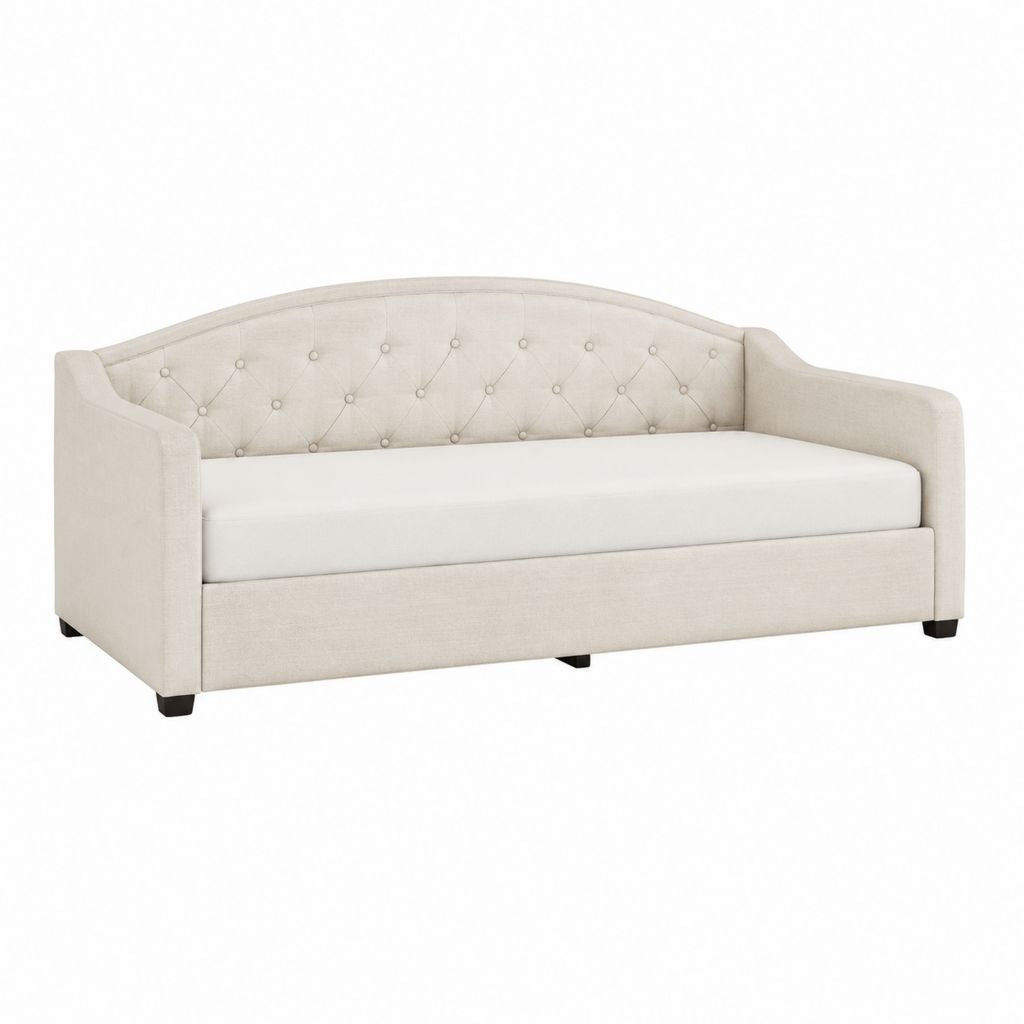 Tagesbett mit Rückenlehne Beige Polyester 90 x 200 cm