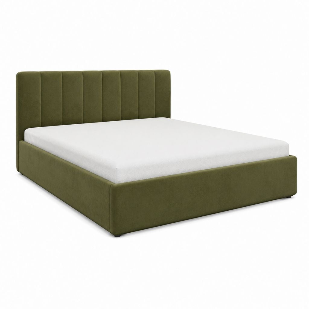 Polsterbettgestell Olivgrün mit Samtbezug aus Polyester rechteckig für Matratze 160 x 200 cm