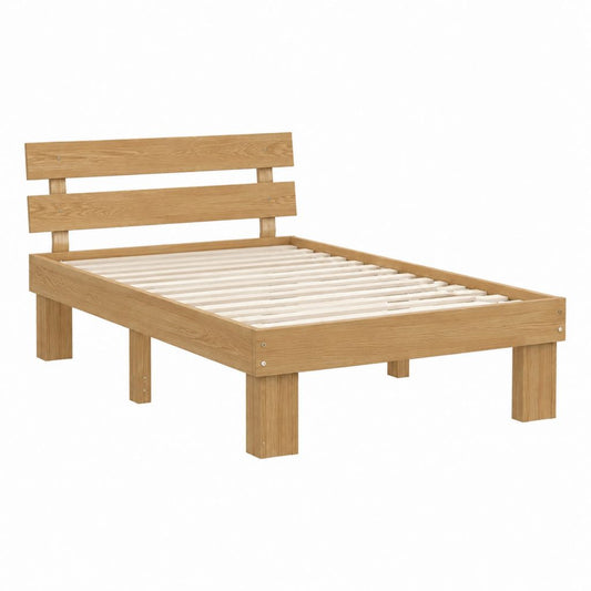 Einzelbett Bettgestell Natur aus massivem Eichenholz rechteckig 90 x 200 cm