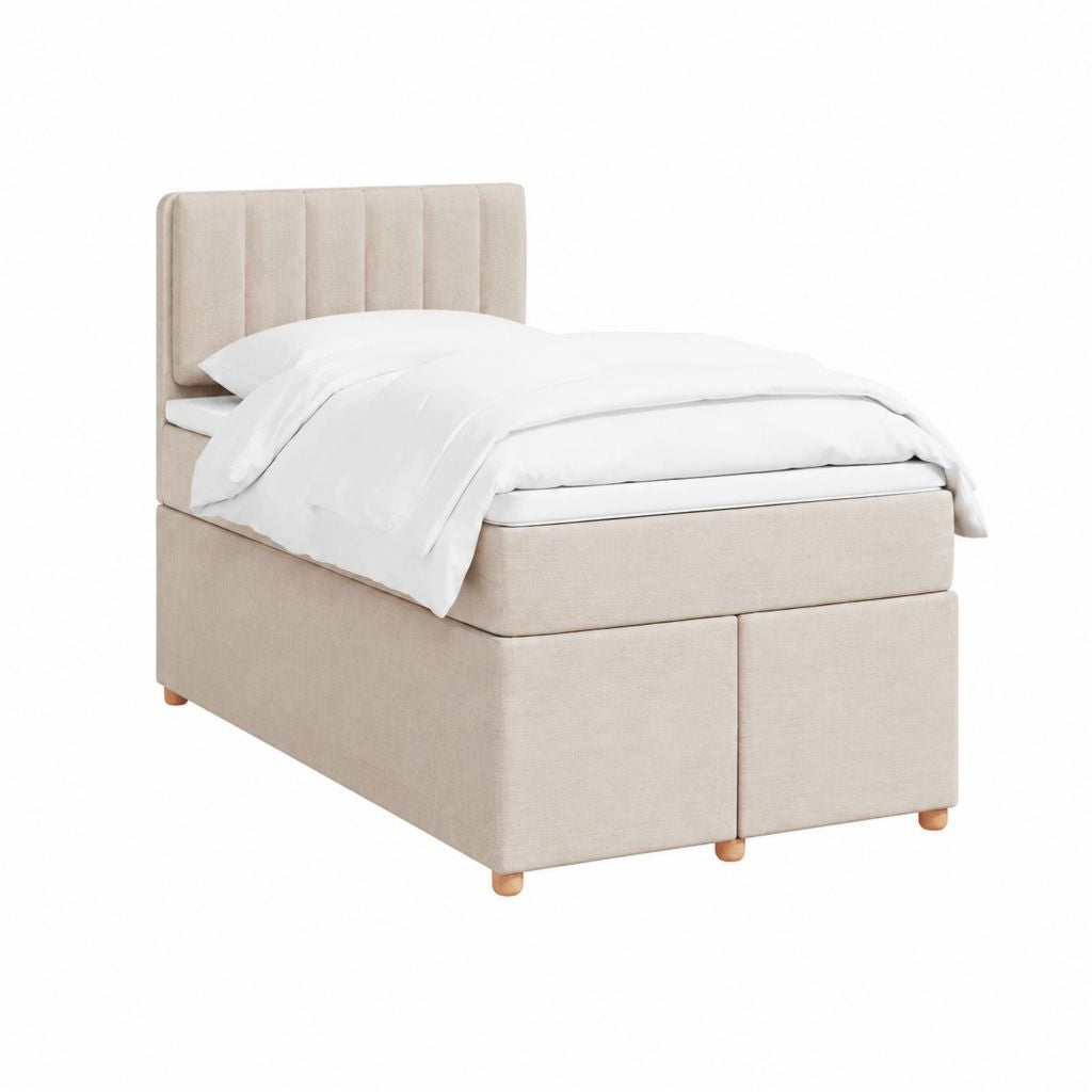 Polsterbett mit Stauraum Beige Polyester Rechteckig Liegefläche 90 x 200 cm