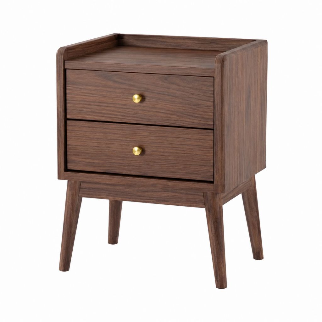 Nachttisch mit 2 Schubladen Walnussbraun MDF rechteckig 45 x 38 x 60 cm