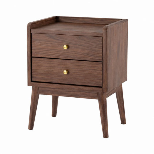 Nachttisch mit 2 Schubladen Walnussbraun MDF rechteckig 45 x 38 x 60 cm