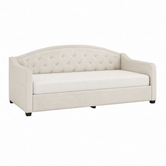 Tagesbett mit Rückenlehne Beige Polyester 90 x 200 cm