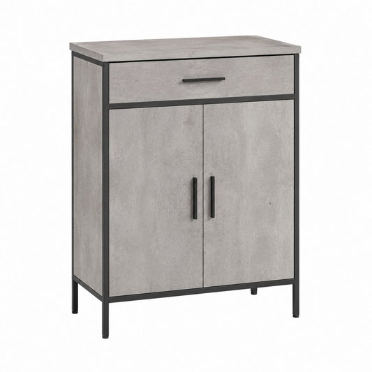 Badezimmerschrank mit Schublade und 2 Türen Betongrau MDF Stahl rechteckig 60 x 35 x 85 cm