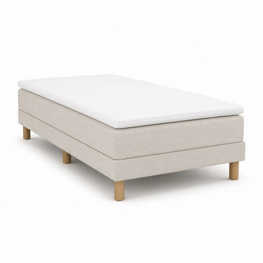 Boxspringbett Beige mit Matratze und Topper aus Polyester 90 x 200 cm