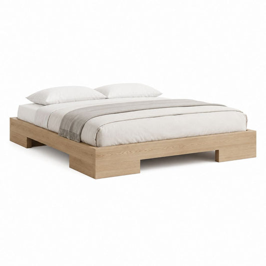 Doppelbett Bettgestell Natur Eichenholzfurnier rechteckig für Matratze 180 x 200 cm