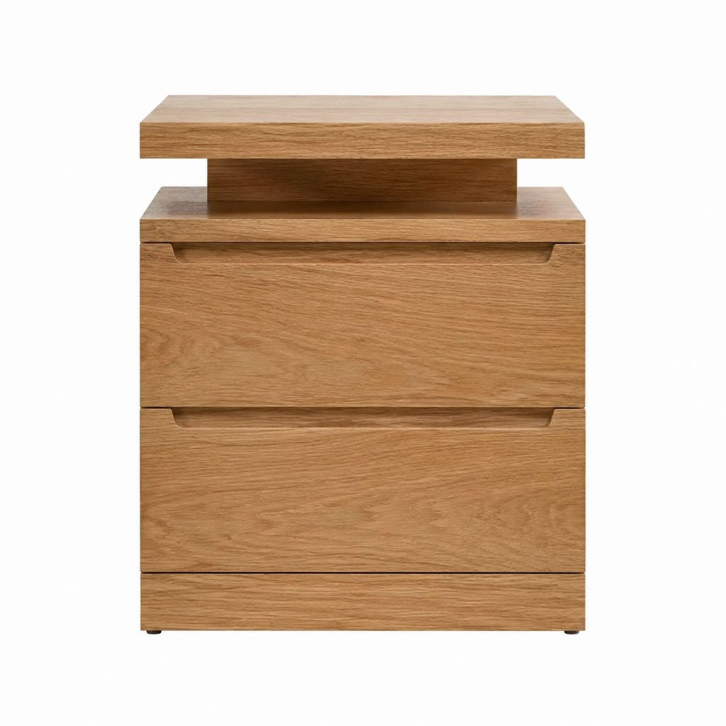 Nachttisch Eichefarben aus Holzwerkstoff mit 2 Schubladen und Ablage 50 x 40 x 65 cm